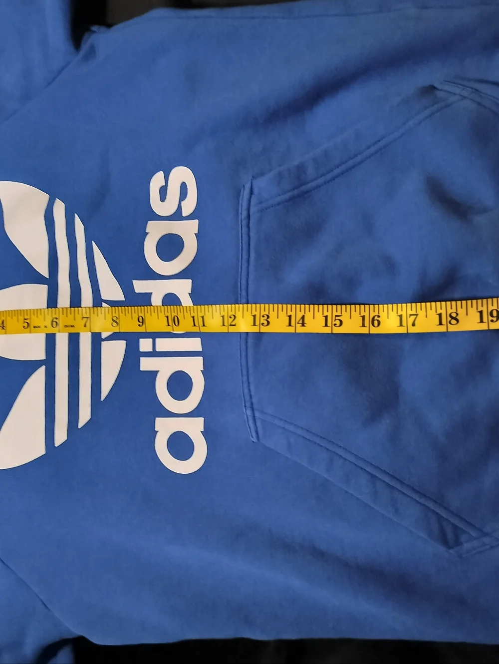 Classic adidas Vibrant Blue Crewneck Trefoil Logo Pullover Hoodie - Small